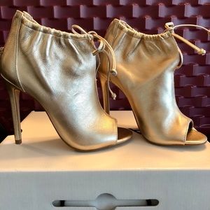 NIB Sexy Gold Peep Toe Booties